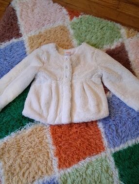 Gymboree Cream Plush Button-Front Jacket
